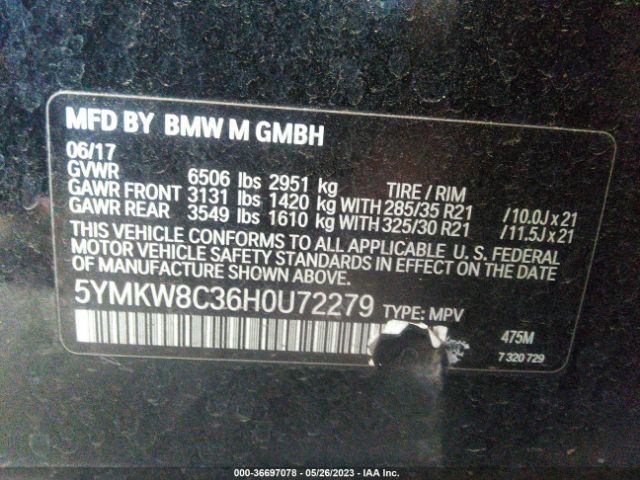 5YMKW8C36H0U72279 BMW X6 M