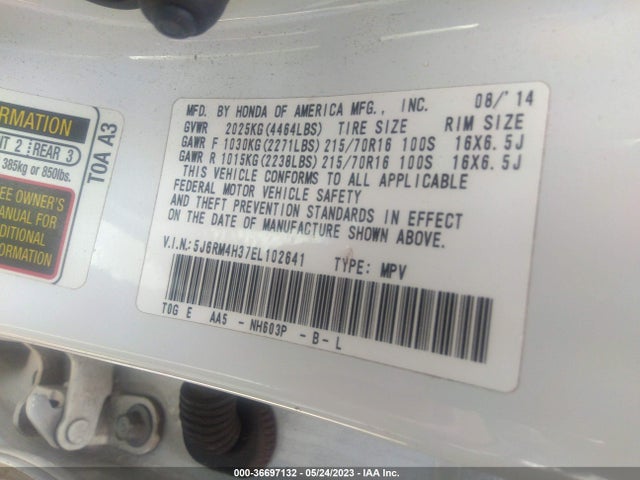 Honda CR-V LX 2014 5J6RM4H37EL102641 Image 9
