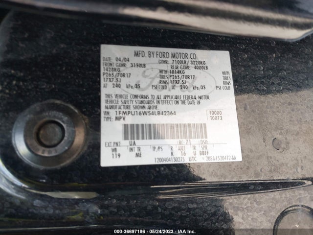 2004 FORD EXPEDITION XLT VIN: 1FMPU16W54LB42364
