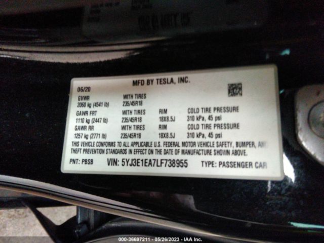 5YJ3E1EA7LF738955 Tesla Model 3 Standard Range