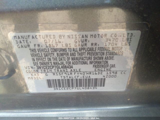 3N1CE2CP7GL408434 Nissan Versa Note S