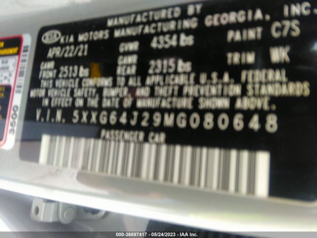 5XXG64J29MG080648 KIA K5 Gt-line
