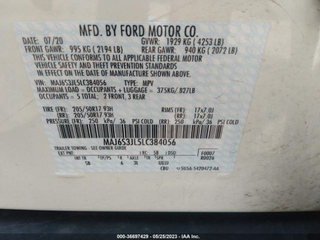 MAJ6S3JL5LC384056 Ford Ecosport Ses