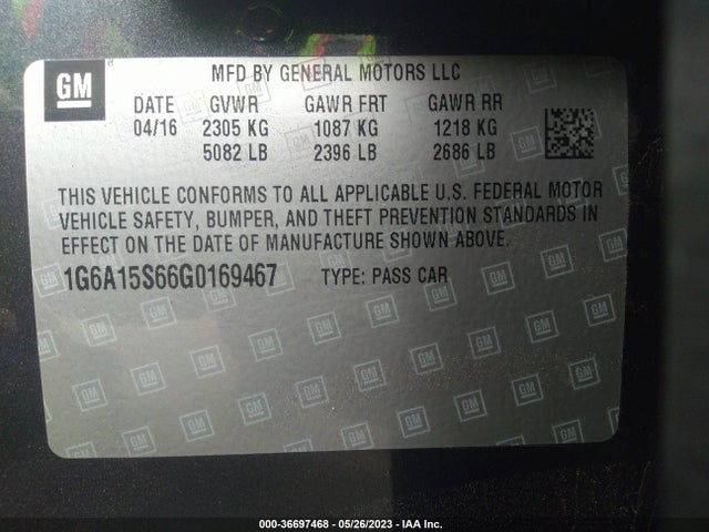 2016 Cadillac CTS, VIN: 1G6A15S66G0169467