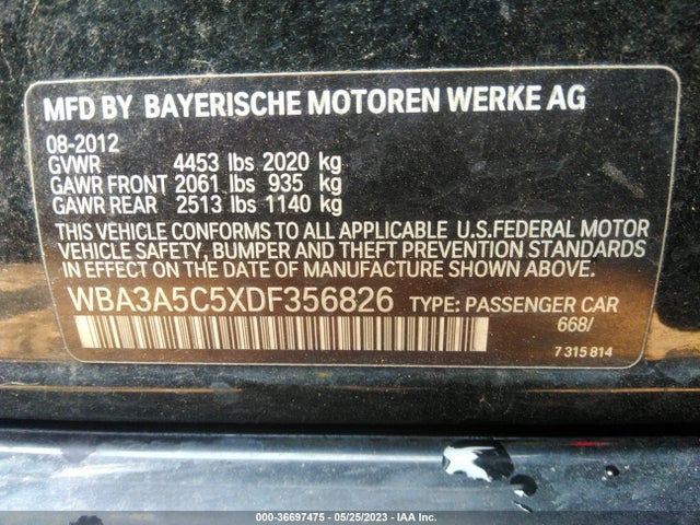 2013 BMW 3 SERIES 328I VIN: WBA3A5C5XDF356826