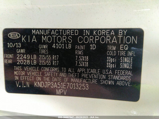 KIA SOUL + 2014 KNDJP3A51E7013253 Image 9