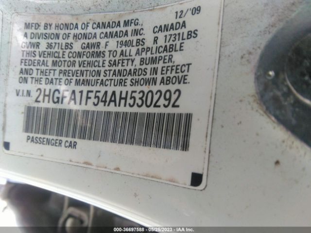 2010 HONDA CIVIC SDN 2HGFA1F54AH530292 Photo 8