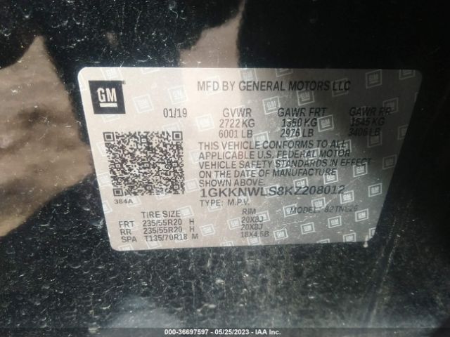 1GKKNWLS8KZ208012 GMC ACADIA SLT