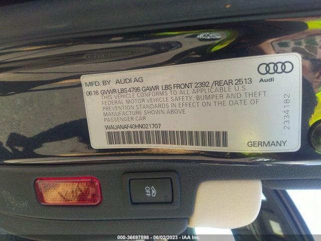 WAUANAF40HN021707 Audi A4 PREMIUM