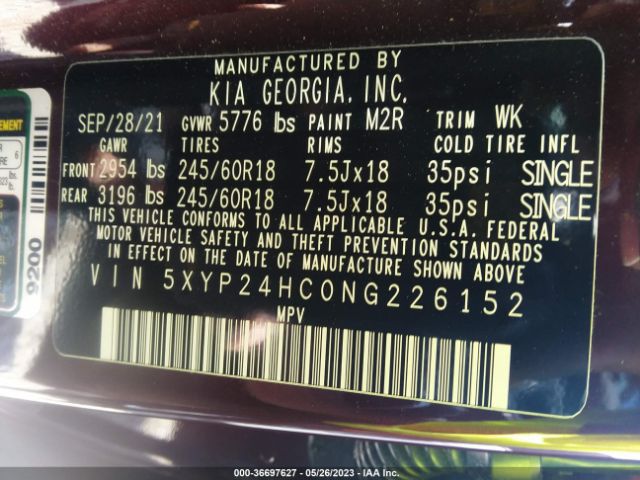 5XYP24HC0NG226152 KIA Telluride Lx