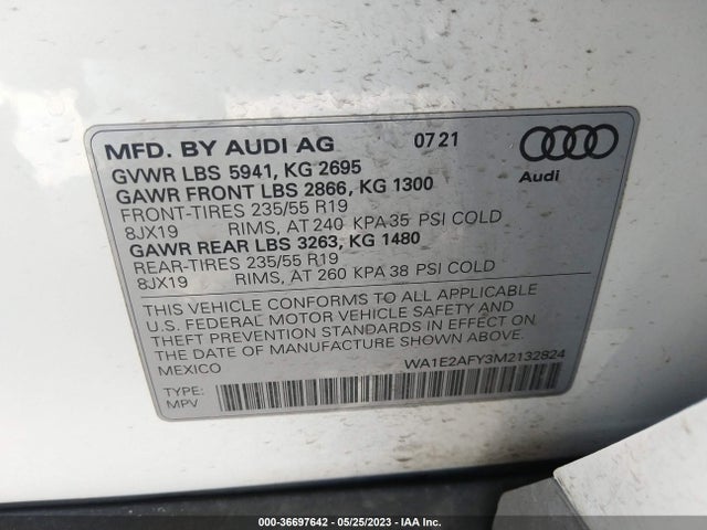 2021 Audi Q5, VIN: WA1E2AFY3M2132824
