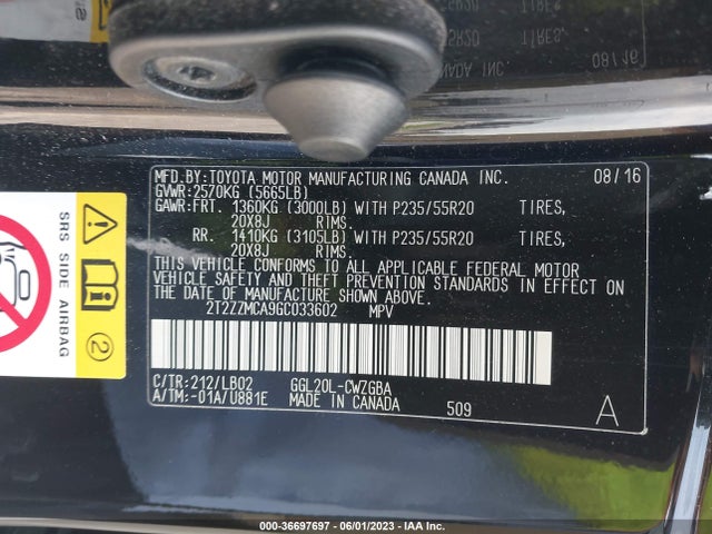 2016 Lexus RX, VIN: 2T2ZZMCA9GC033602