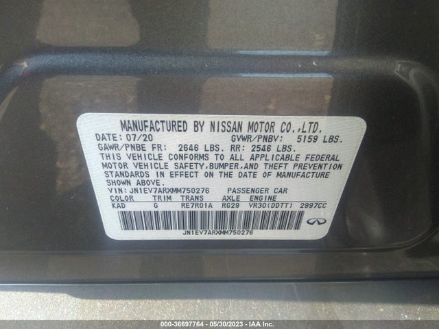 Продаж на аукціоні авто 2021 Infiniti Q50 3.0t Pure, vin: JN1EV7ARXMM750276, номер лоту: 36697764