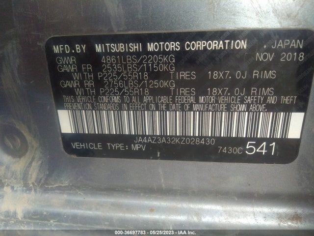 JA4AZ3A32KZ028430 Mitsubishi Outlander Es/se/sel/le