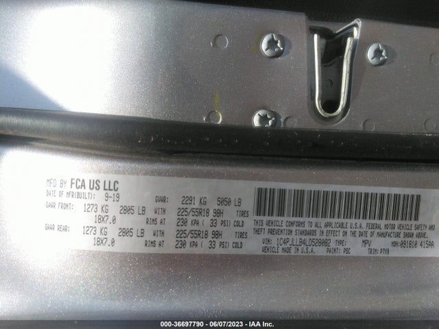 Jeep Cherokee Altitude Fwd 2020 1C4PJLLB4LD528082 Image 9