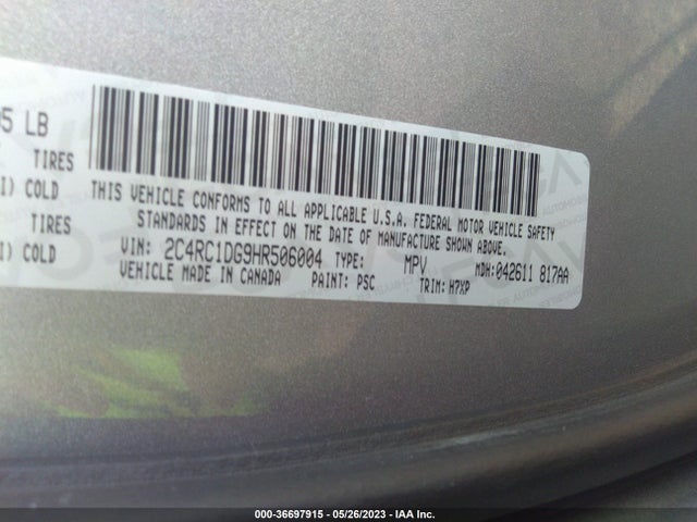 2C4RC1DG9HR506004 Chrysler Pacifica Touring