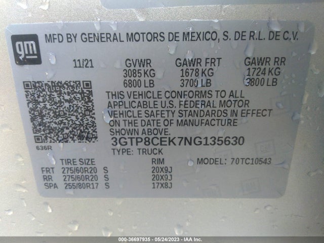 GMC Sierra 1500 Limited Elevation 2022 3GTP8CEK7NG135630 Image 9