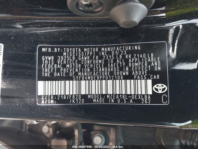 Toyota COROLLA LE 2023 5YFB4MDE9PP012108 Image 9