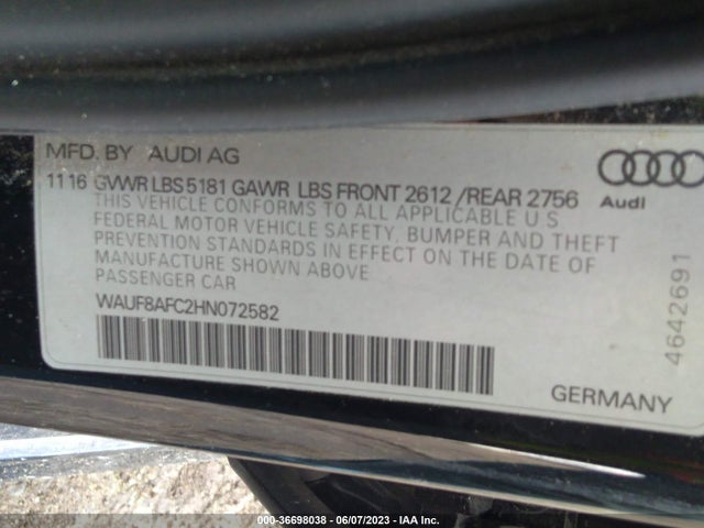 WAUF8AFC2HN072582 Audi A6 PREMIUM