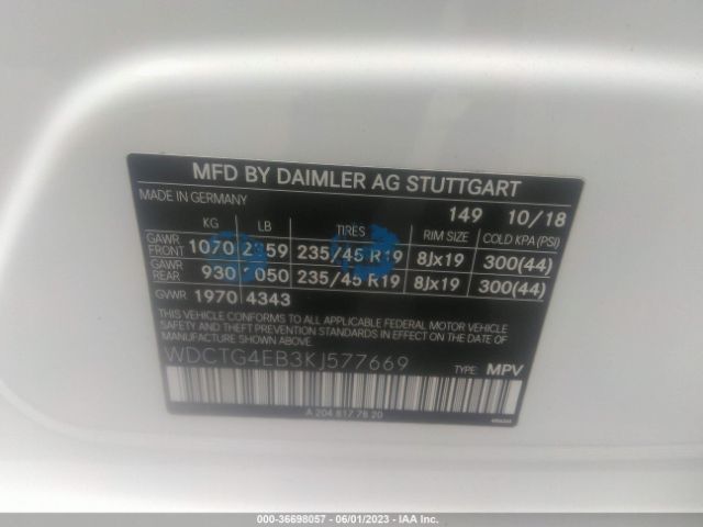 WDCTG4EB3KJ577669 Mercedes-Benz Gla Gla 250