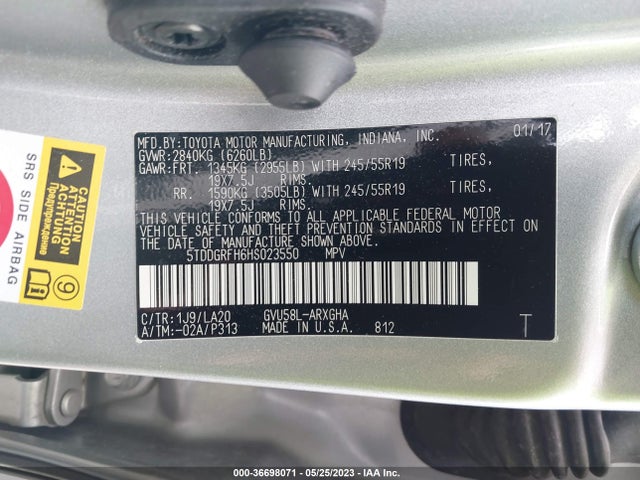 Toyota Highlander Hybrid Limited 2017 5TDDGRFH6HS023550 Image 10