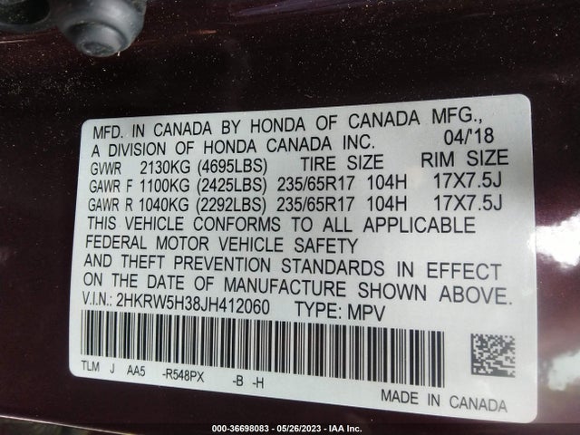 Honda CR-V LX 2018 2HKRW5H38JH412060 Image 9