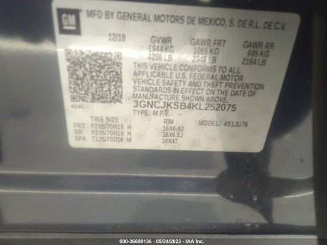 Chevrolet TRAX LS 2019 3GNCJKSB4KL252075 Image 10