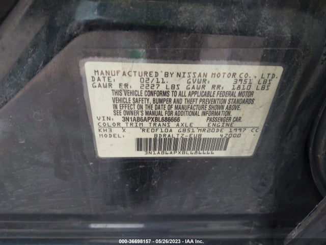 2011 NISSAN SENTRA 2.0 S VIN: 3N1AB6APXBL686666