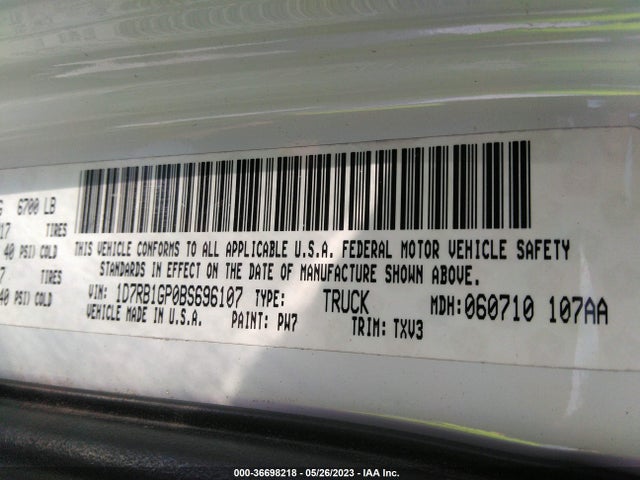 2011 RAM 1500 ST VIN: 1D7RB1GP0BS696107