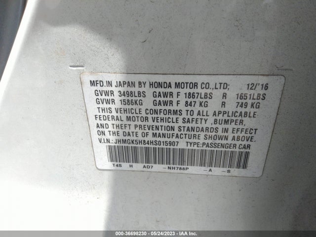 Honda Fit Ex-l 2017 JHMGK5H84HS015907 Image 10