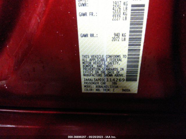 1N4AL3AP0JC114269 Nissan Altima 2.5 Sr