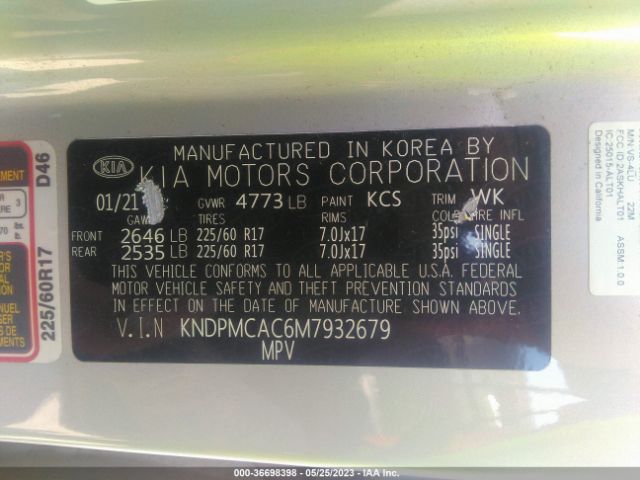 KNDPMCAC6M7932679 KIA Sportage Lx