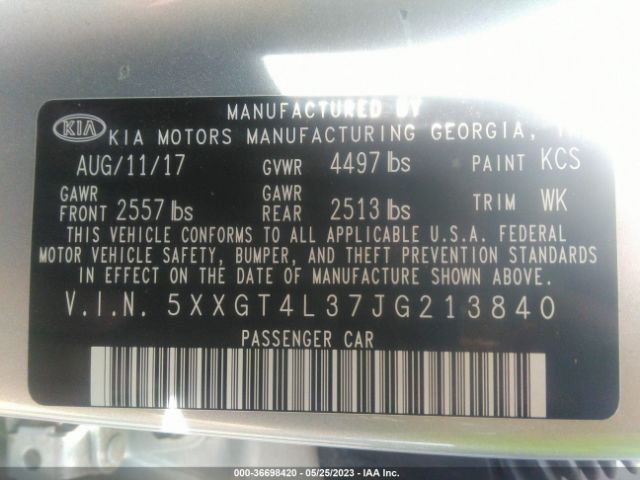 5XXGT4L37JG213840 KIA Optima Lx
