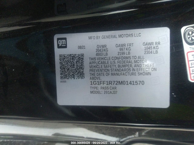 Chevrolet CAMARO LT1 2021 1G1FF1R72M0141570 Image 9