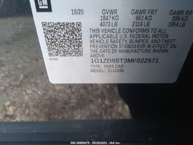 Chevrolet MALIBU LT 2021 1G1ZD5ST3MF022571 Image 9