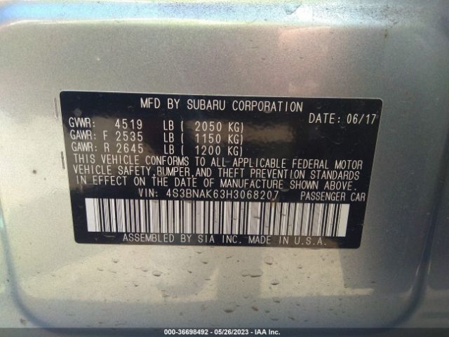 4S3BNAK63H3068207 Subaru Legacy Limited