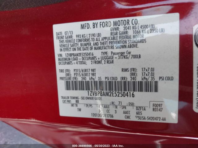 1ZVBP8AM2E5250416 Ford Mustang V6