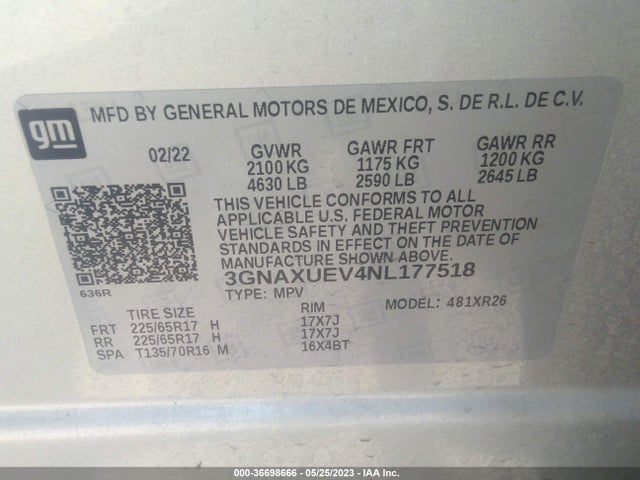 Chevrolet EQUINOX LT 2022 3GNAXUEV4NL177518 Image 10
