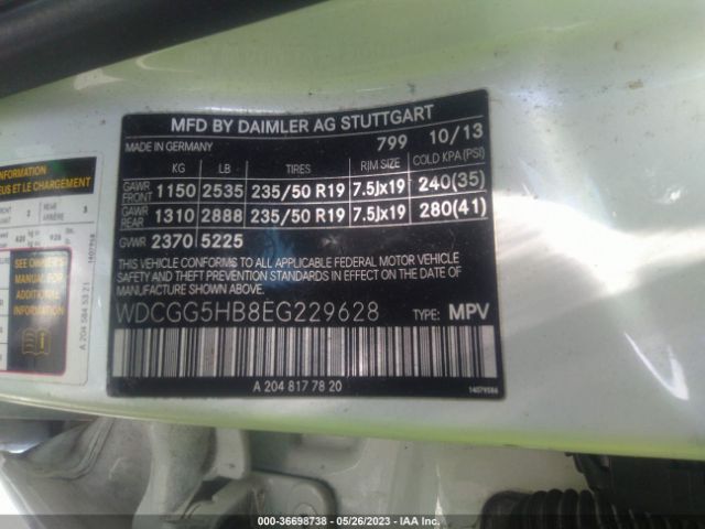 WDCGG5HB8EG229628 Mercedes-Benz Glk-class Glk 350