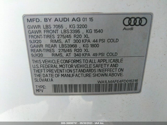 WA1LMAFE4FD015316 Audi Q7 3.0l Tdi Premium Plus