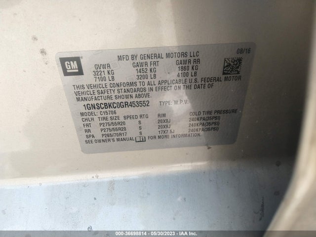 Chevrolet Tahoe Lt 2016 1GNSCBKC0GR453552 Image 9