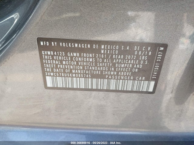 3VWC57BU5KM085745 Volkswagen Jetta S/se/r-line