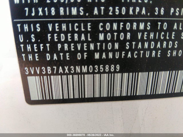 3VV3B7AX3NM035889 Volkswagen TIGUAN SE