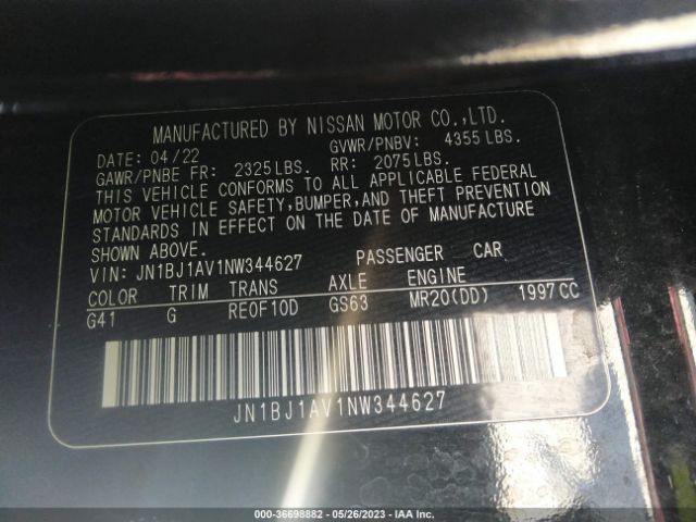 JN1BJ1AV1NW344627 Nissan Rogue Sport S
