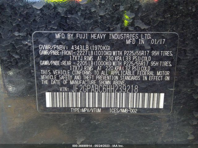 JF2GPABC6HH239218 Subaru Crosstrek Premium