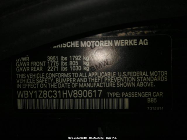 WBY1Z8C31HV890617 BMW I3