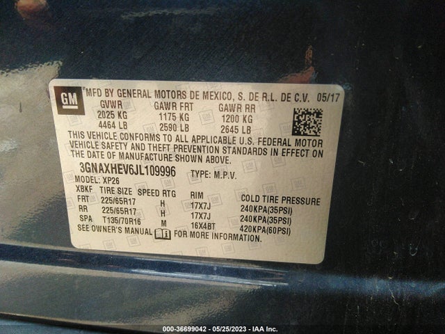 Chevrolet EQUINOX LS 2018 3GNAXHEV6JL109996 Image 9