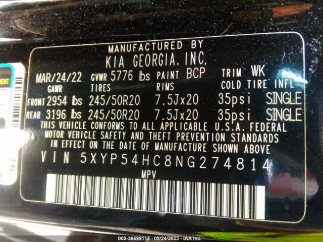 5XYP54HC8NG274814 KIA Telluride Sx