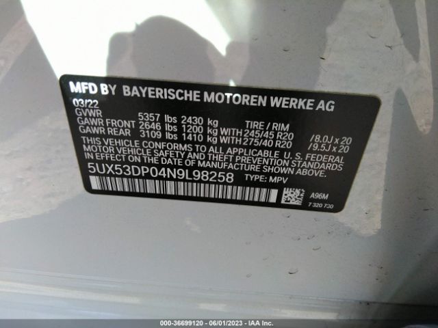 5UX53DP04N9L98258 BMW X3 Xdrive30i