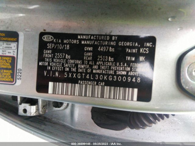 5XXGT4L30KG300948 KIA Optima Lx